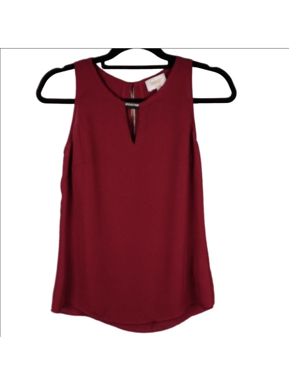 Laundry By Shelli Segal Burgundy Polyester Keyhole Front Sleeveless Top